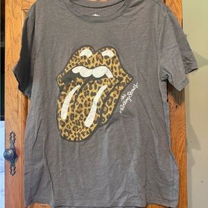 The Rolling Stones Gray Short Sleeve Tee with Iconic Design